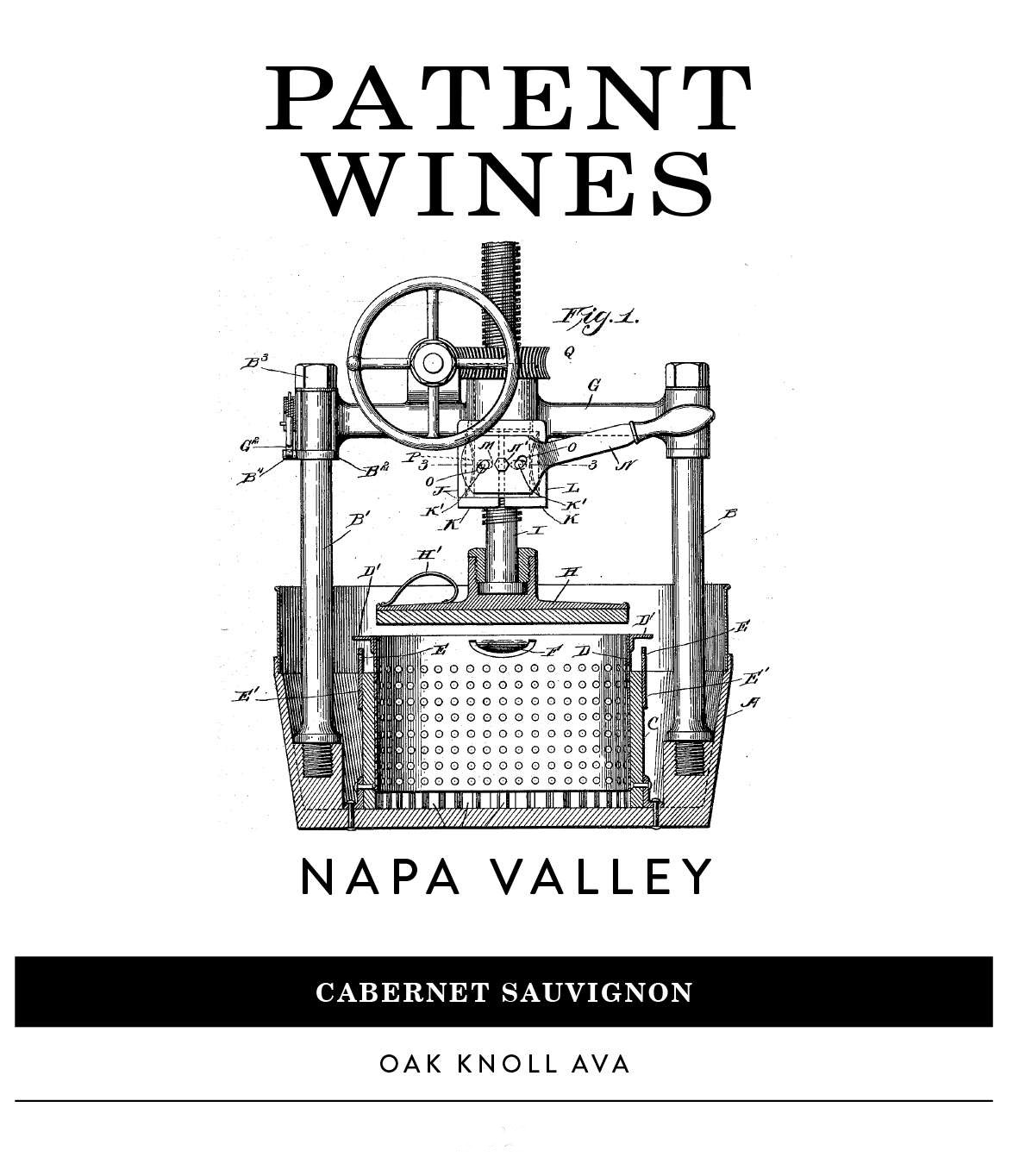 Patent Wines - Cabernet Sauvignon Oak Knoll label