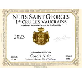 Alain Corcia - Nuits Saint George 1er Cru Vaucrains label